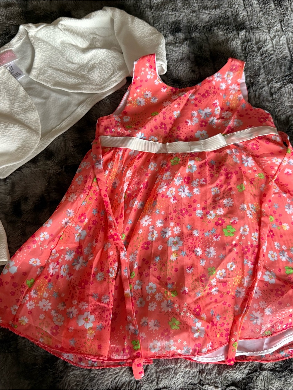 Youngland Baby 12M Floral Dress & White Shrug 2 Piece Set